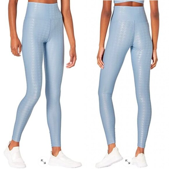 🦋 CARBON38 High Rise Full-length Legging in Houndstooth Takara Shine Blue - Picture 1 of 4